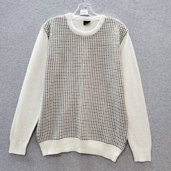 VINTAGE Man Dolfin Men Sweater White Wool Blend Long Sleeve Crew Neck READ - Picture 1 of 10